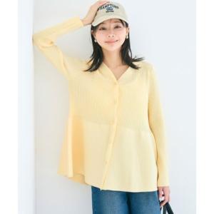 コカ coca ウォッシャブル ペプラムニットチュニックカーディガン （Yellow）