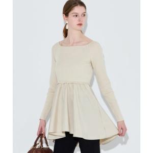 コカ coca 異素材切り替えニットトップス （Lt.beige）