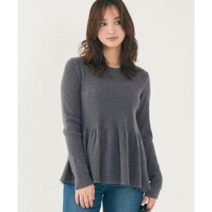 コカ coca ウォッシャブル ペプラムギャザーニットトップス （Charcoal）