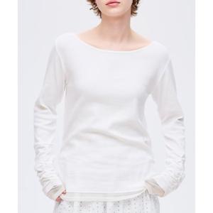 コカ coca 袖シャーリングレイヤードトップス （White）