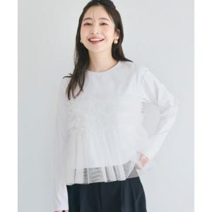 コカ coca シルキータッチチュールドッキング長袖Tシャツ （White）