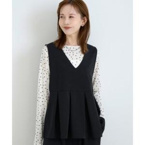 コカ coca カットジョーゼットタックペプラムベスト （Black）