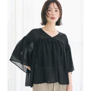 コカ coca シアー袖フレアブラウス （Black）