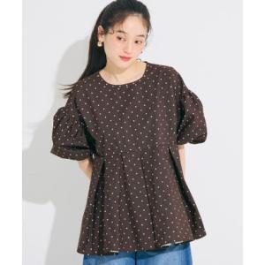 コカ coca ボリュームスリーブドットタックブラウス （Brown）