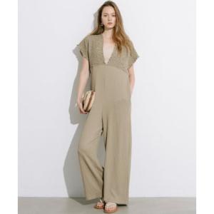 コカ coca シボシャーリングVネックオールインワン （Beige）