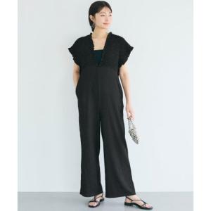 コカ coca シボシャーリングVネックオールインワン （Black）