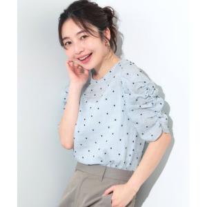 コカ coca シアードット袖シャーリングトップス （Lt.blue）