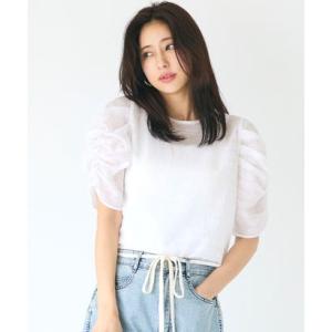 コカ coca 【田中里奈様着用】シアードット袖シャーリングトップス （White）