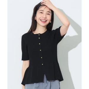 コカ coca リブニット半袖ペプラムカーディガン （Black）