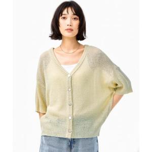 コカ coca メッシュニット金ボタン半袖カーディガン （Lt.beige）