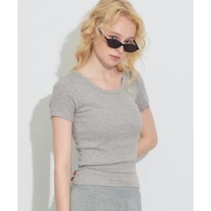 コカ coca とろみUネックリブTシャツ （Gray）