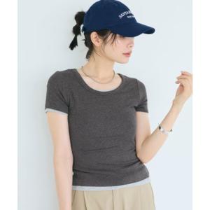 コカ coca とろみUネックリブTシャツ （Charcoal）
