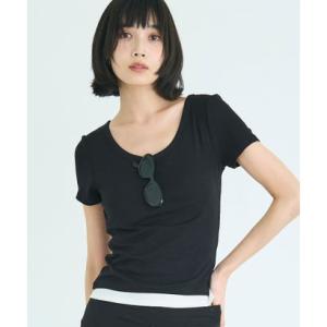 コカ coca とろみUネックリブTシャツ （Black）