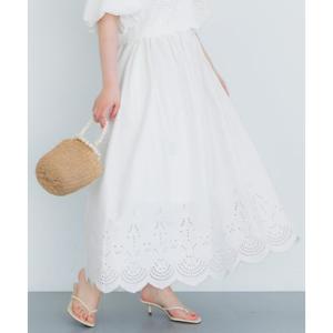 コカ coca パンチングレースフレアスカート （White）