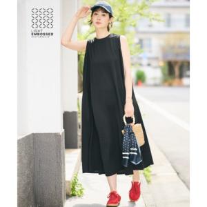 コカ coca ライトエンボス マキシ丈ノースリーブワンピース （Black）