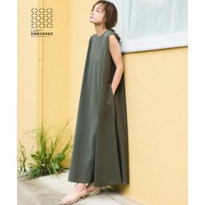 コカ coca 【西山茉希様着用】ライトエンボス マキシ丈ノースリーブワンピース （Khaki）