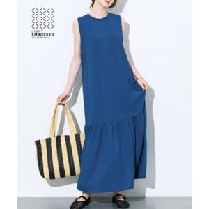 コカ coca ライトエンボスノースリーブティアードワンピース （Blue）