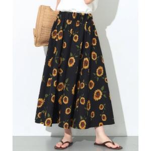 コカ coca シアサッカー総柄パネルスカート （Black）