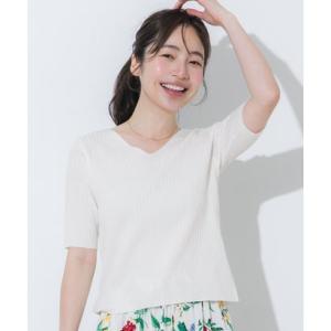 コカ coca Vネックリブニットトップス （White）