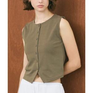 コカ coca リブボタンベスト （Khaki）