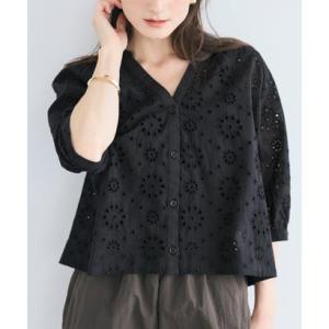 コカ coca コットンパンチングレースブラウス （Black）