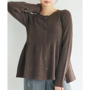 コカ coca リッチニットリブ長袖ペプラムカーディガン （Brown）