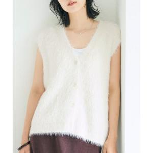 コカ coca シャギーニットベストカーディガン （Ivory）