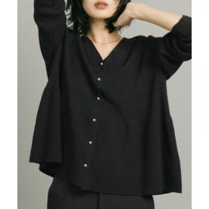 コカ coca 金ボタンVネック ペプラムカーディガン （Black）