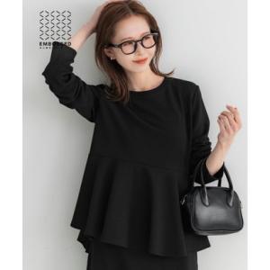 【再入荷・新色追加】コカ coca エンボス長袖裾フレアトップス （Black）
