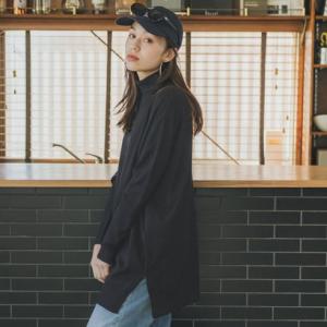 コカ coca サイドスリットチュニックタートルニットトップス （Black）｜locondo-shopping