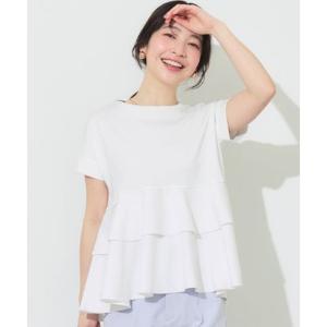 コカ coca 異素材切り替え2段フリルTシャツ （White）