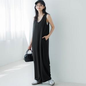 コカ coca カットジョーゼットVネックサロペット （Black）｜locondo-shopping