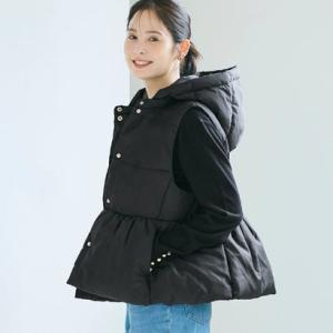 コカ coca フード付きペプラム中綿ベスト （Black）