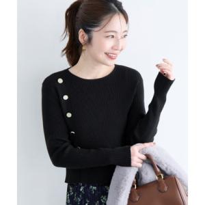 コカ coca ゴールドボタンニットトップス （Black）