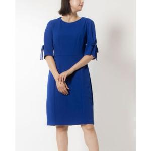 コネクテッドアパレル Connected APPAREL 袖のリボンがアクセントワンピース （ネイビー）