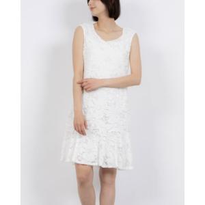 コネクテッドアパレル Connected APPAREL 上品で涼しげフェミニン 花柄レースワンピース （ホワイト）