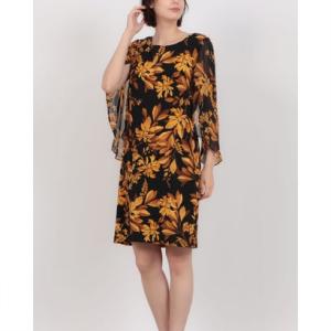 コネクテッドアパレル Connected APPAREL ふんわり透け感のある七分袖でフェミニンさと軽やかさを演出 （ブラック/イエロー）