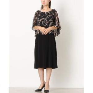 コネクテッドアパレル Connected APPAREL ふんわりケープが揺れる、華やかエレガントワンピース （ブラック）