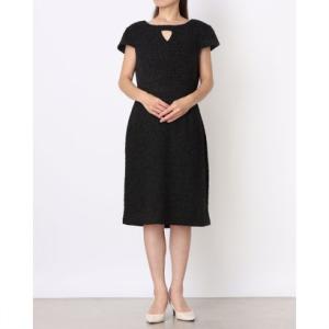 コネクテッドアパレル Connected APPAREL 繊細なラメが華やかさを添える上品ワンピース （ブラック）