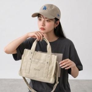 シーアールビー CRB キャンバスロゴ刺繍ミニトートバッグ （ベージュ）