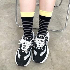 シーアールビー CRB ボーダーソックス （ブラック）