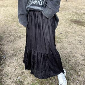 シーアールビー CRB ワッシャーティアードスカート （ブラック）