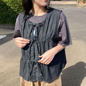 シーアールビー CRB デニムリボンベスト （ブラック）