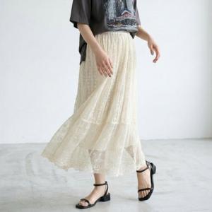 シーアールビー CRB チュールレース切替スカート （アイボリー）