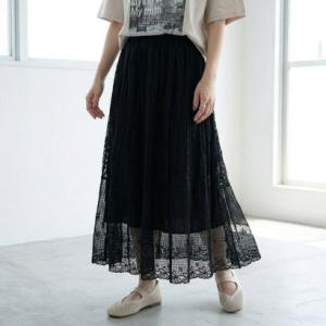 シーアールビー CRB チュールレース切替スカート （ブラック）