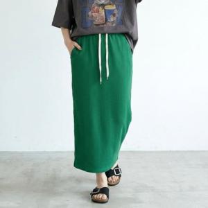 シーアールビー CRB ワッフルIラインスカート （グリーン）