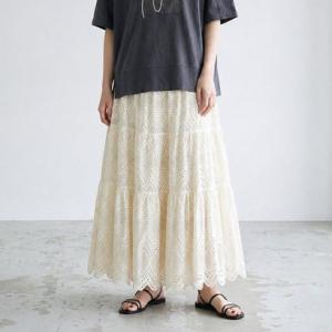 シーアールビー CRB レースティアードスカート （ベージュ）