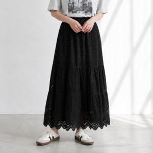 シーアールビー CRB レースティアードスカート （ブラック）