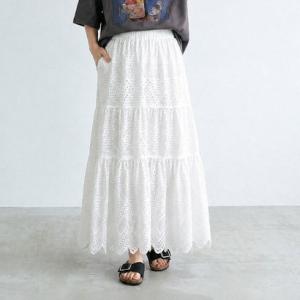 シーアールビー CRB レースティアードスカート （オフホワイト）
