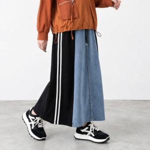 シーアールビー CRB デニム切替ラインスカート （ブルー）